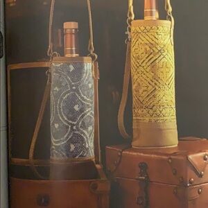 Myra Tipsy Toes wine bottle bag, leather, canvas